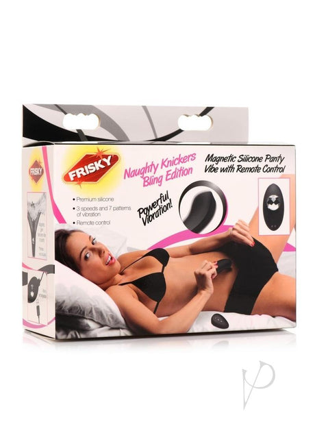 Frisky Naughty Knickers Bling Edition Silicone Panty Vibe with Remote Control - Black