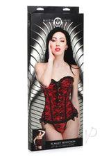 Master Series Scarlet Seduction Lace-up Corset and Thong - X-Large - Red/Black