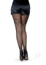 Leg Avenue Industrial Net Suspender Hose with Duchess Lace Top Accent - OS - Black