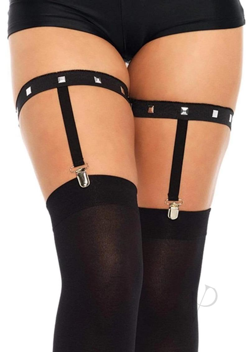 Leg Avenue Studded Elastic Garter Suspender - OS - Black
