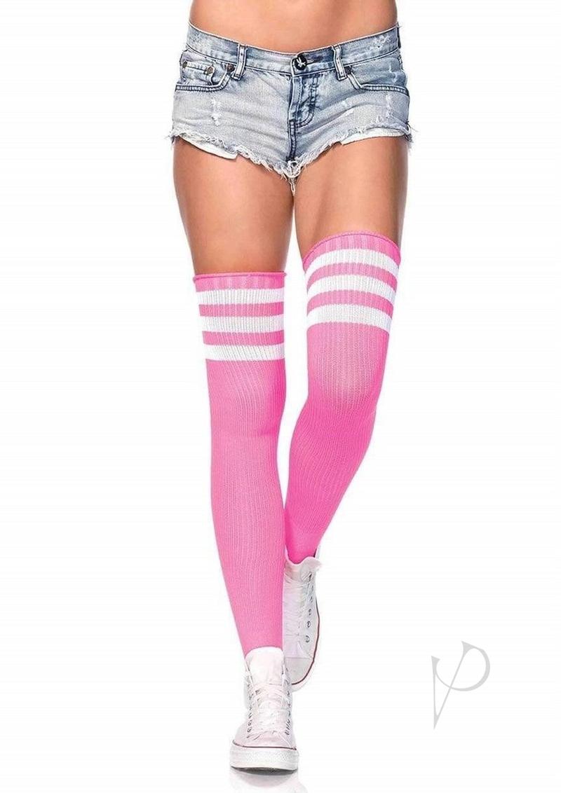 Leg Avenue Athlete Thigh Hi with 3 Stripe Top - O/S - Pink