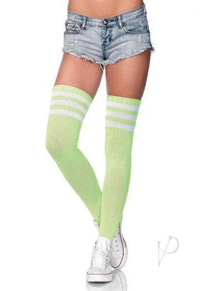Leg Avenue Athlete Thigh Hi with 3 Stripe Top - O/S - Green