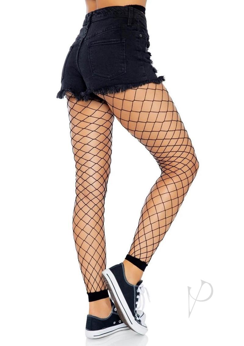 Leg Avenue Diamond Net Footless Tights - OS - Black