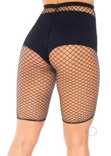Leg Avenue Industrial Net Biker Shorts - OS - Black