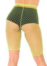 Leg Avenue Industrial Net Biker Shorts - OS - Neon Yellow