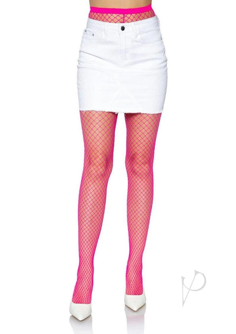 Leg Avenue Spandex Industrial Net Tights - O/S - Neon Pink