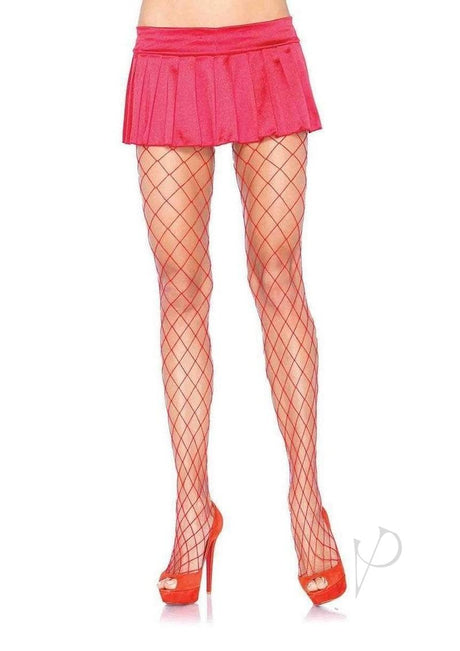 Leg Avenue Spandex Diamond Panty Hose - O/S - Red
