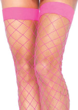 Leg Avenue Fence Net Thigh Highs - OS - Pink