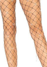 Leg Avenue Indescent Rhinestone Fence Net Tights - OS - Black