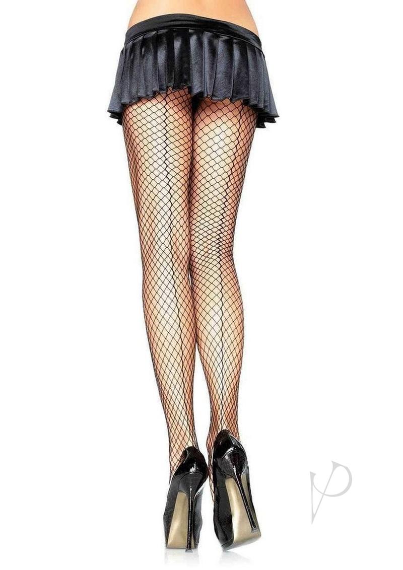 Leg Avenue Lycra Industrial Net Panty Hose with Seam Back - O/S - Black