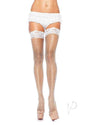 Leg Avenue Spandex Industrial Net Thigh Highs with Stay Up Silicone Lace Top - O/S - White