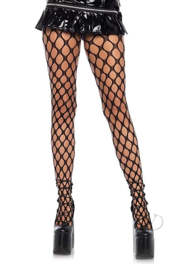 Leg Avenue Jumbo Pothole Net Tights - O/S - Black