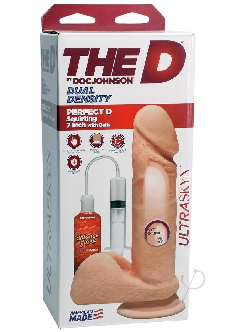 The D Perfect D Ultraskyn Squirting Dildo 7in - Vanilla