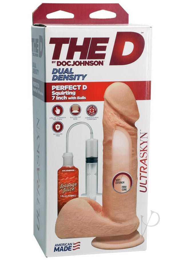 The D Perfect D Ultraskyn Squirting Dildo 7in - Vanilla