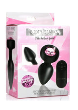 Booty Sparks 28X Rechargeable Silicone Vibrating Gem Anal Plug with Remote Control - Small - Pink
