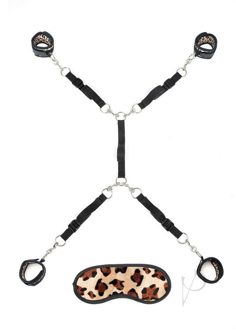 Lux Fetish Bed Spreader Restraint System (7 Piece Set) - Leopard