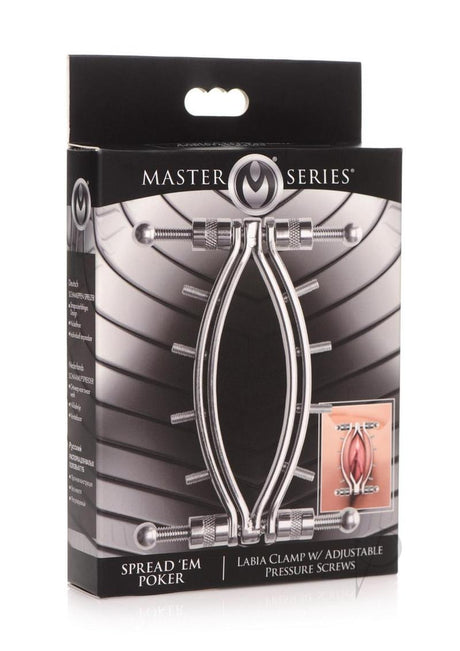 Master Series Spread 'Em Poker Stainless Steel Labia Clamp with Adjustable Pressure Screws