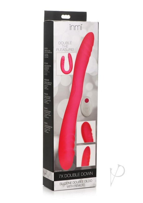 Inmi 7X Double Down Rechargeable Silicone Double Dildo with Remote Control - Pink