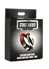 Strict Leather Cock Gear Leather and Steel Cock and Ball Ring - Red