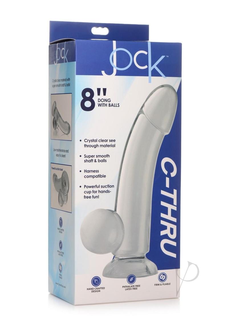 Jock C-Thru Dildo with Balls 8in - Clear