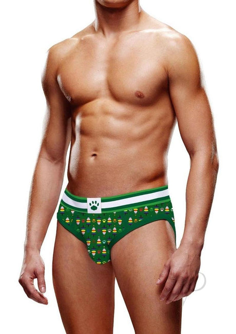 Prowler Christmas Tree Brief - XSmall - Green/Rainbow