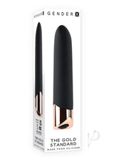 Gender X Gold Standard Rechargeable Silicone Bullet - Black/Rose Gold