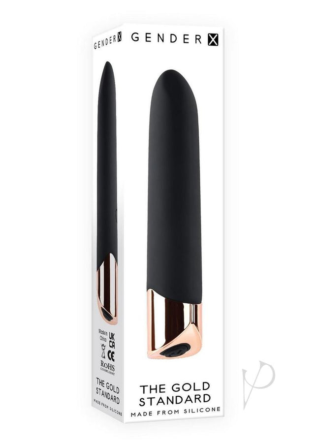 Gender X Gold Standard Rechargeable Silicone Bullet - Black/Rose Gold