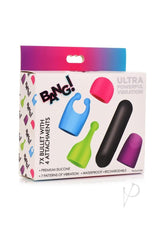 Bang! Rechargeable Bullet with 4 Attachments - Black