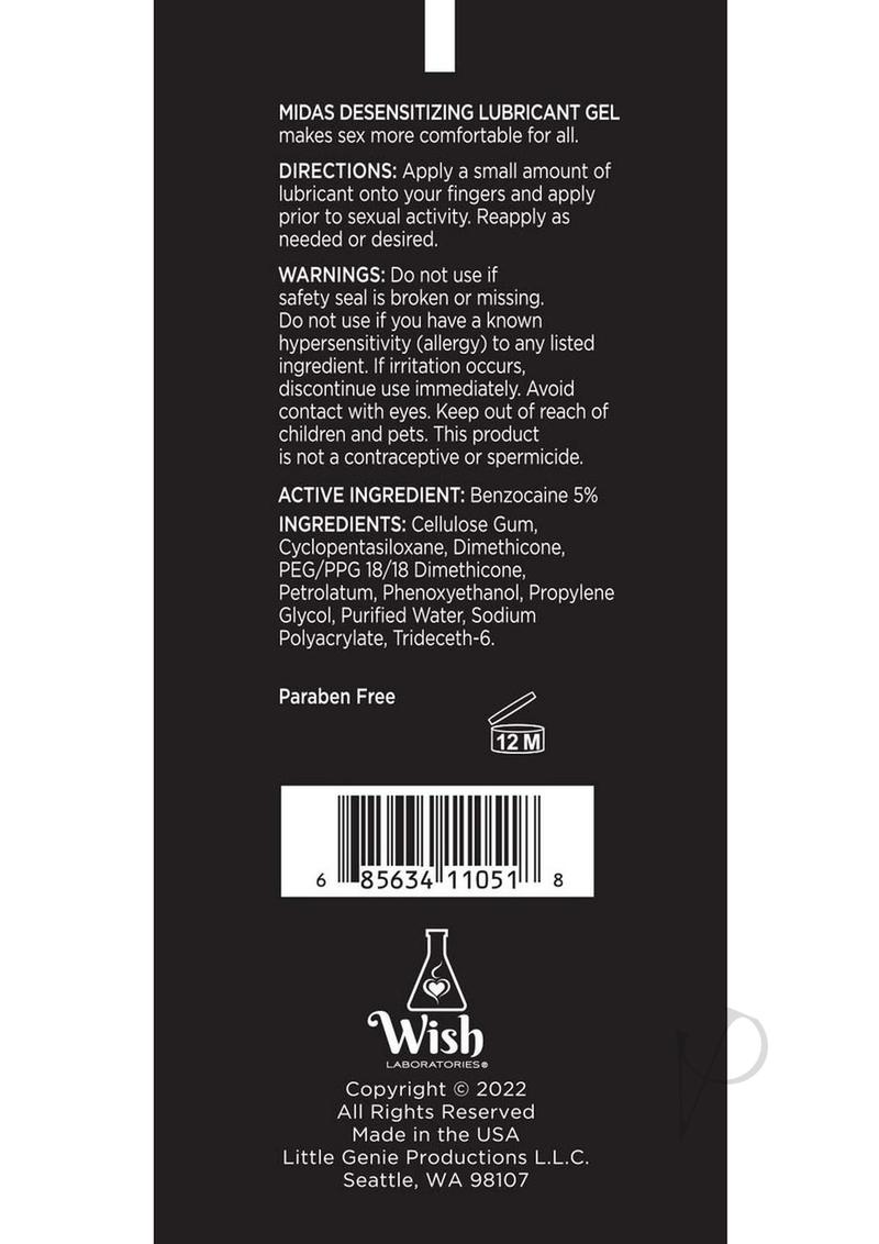 Wish Midas Desensitizing Water Based Lubricant 4oz