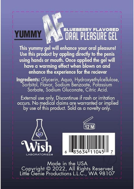 Yummy AF Oral Pleasure Flavored Gel 2.2oz - Blueberry