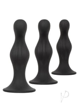 Silicone Anal Ripple Plug Kit (3 Piece) - Black