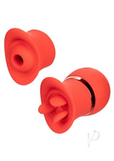 French Kiss Suck and Play Rechargeable Silicone Clitoral Vibrator - Red