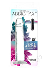 Addiction Crystal Addiction Vibrating Vertical Dong 9in - Clear