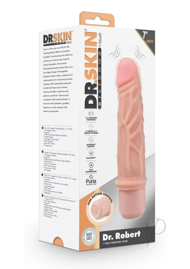 Dr. Skin Platinum Collection Silicone Dr. Robert Vibrating Dildo 7in - Vanilla