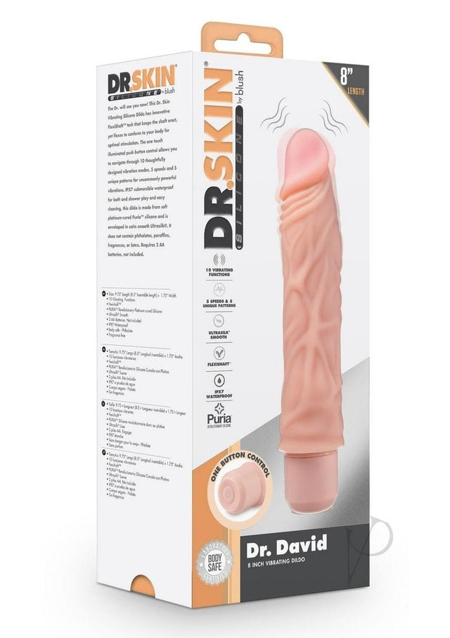 Dr. Skin Platinum Collection Silicone Dr. David Vibrating Dildo 8in - Vanilla