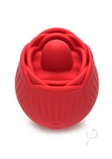 Inmi Bloomgasm French Rose Silicone Rechargeable Licking and Vibrating Clitoral Stimulator - Red