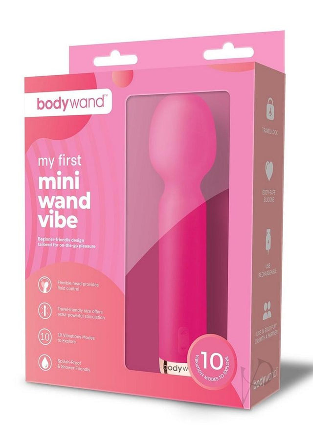 Bodywand My First Mini Wand Vibe Silicone Rechargeable Vibrator - Rose