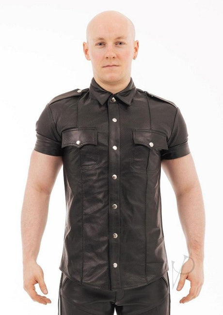 Prowler RED Leather Punch Hole Shirt - Large - Black