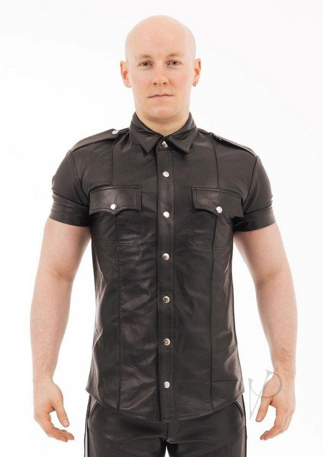 Prowler RED Leather Punch Hole Shirt - XLarge - Black