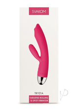 Svakom Trysta Rechargeable Silicone Targeted Rolling G-Spot Vibrator - Plum Red/Silver