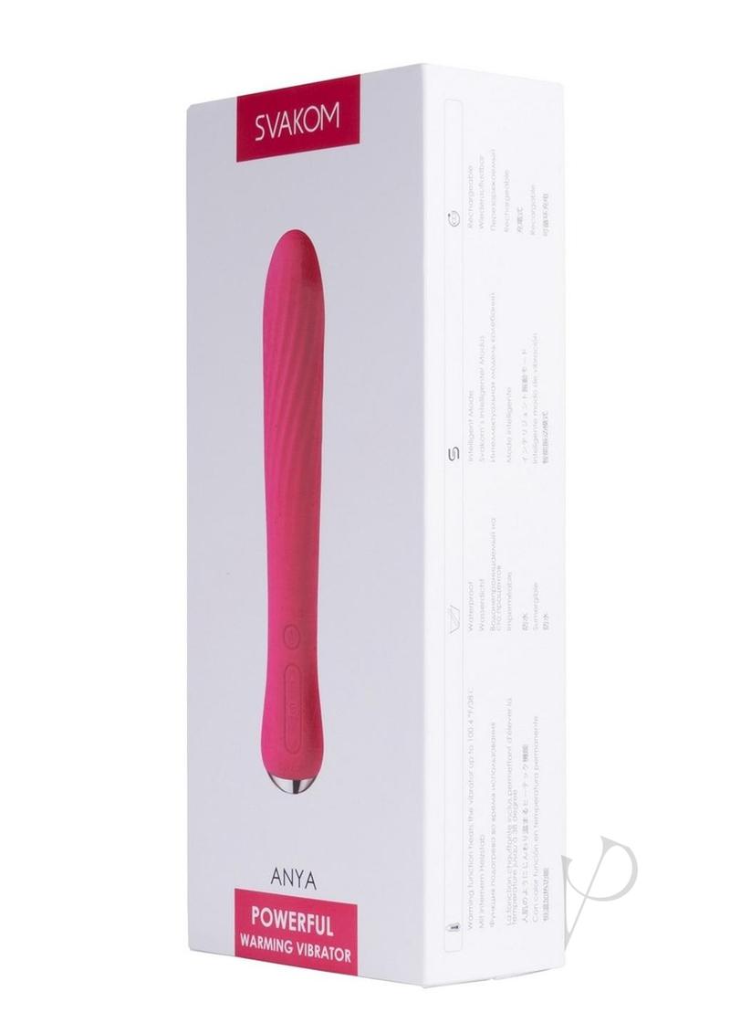 Svakom Anya Silicone Heating Vibrator - Plum Red/Silver