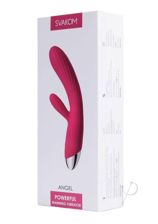 Svakom Angel Rechargeable Silicone Heating Rabbit Vibrator - Plum Red/Silver