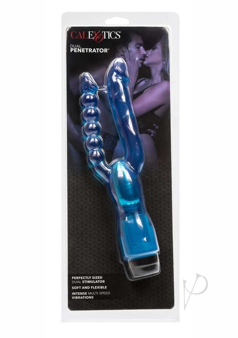 Dual Penetrator Vibrator with Anal Beads- Blue