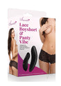 Secrets Lace Boyshort and Rechargeable Remote Control Panty Vibe - O/S - Black