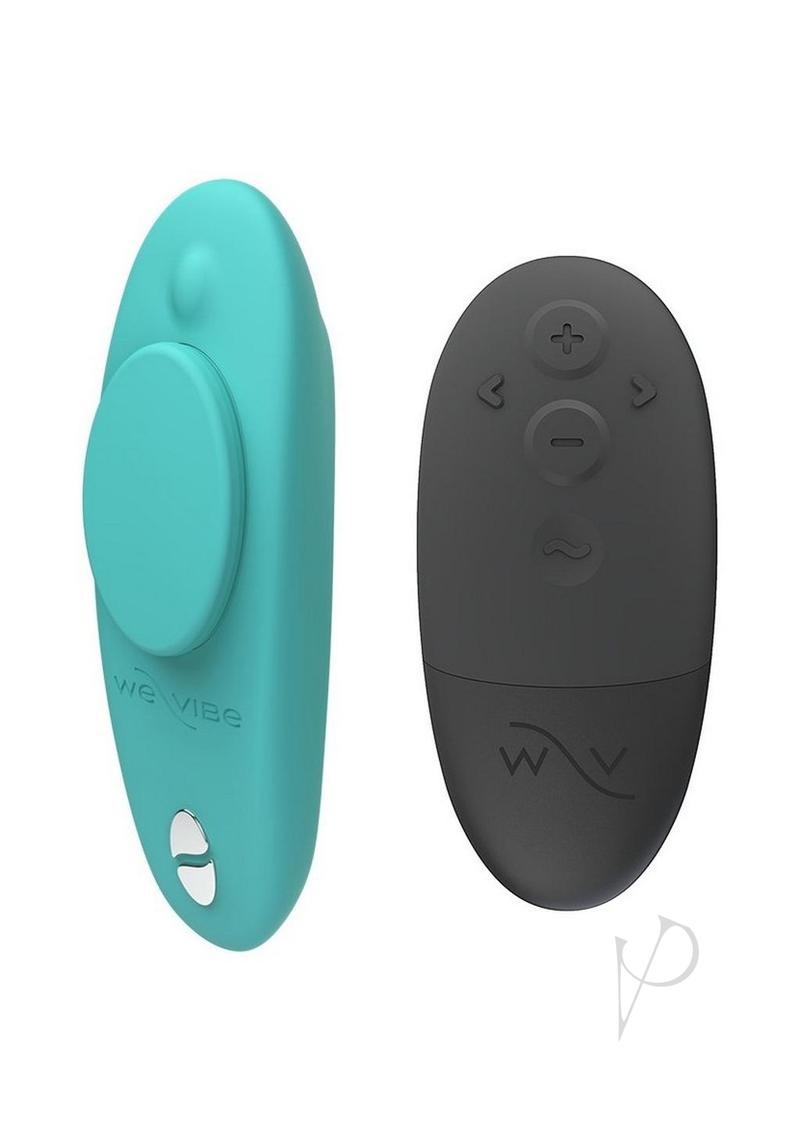 We-Vibe Moxie+ Wearable Rechargeable Silicone Panty Vibrator with Remote Control - Aqua