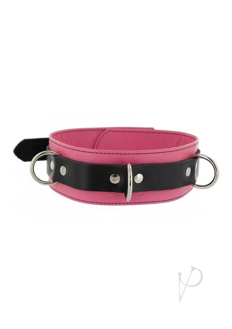 Strict Leather Deluxe Locking Collar - Pink and Black