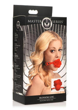 Master Series Blossom Gag Silicone Rose Gag - Red/Black