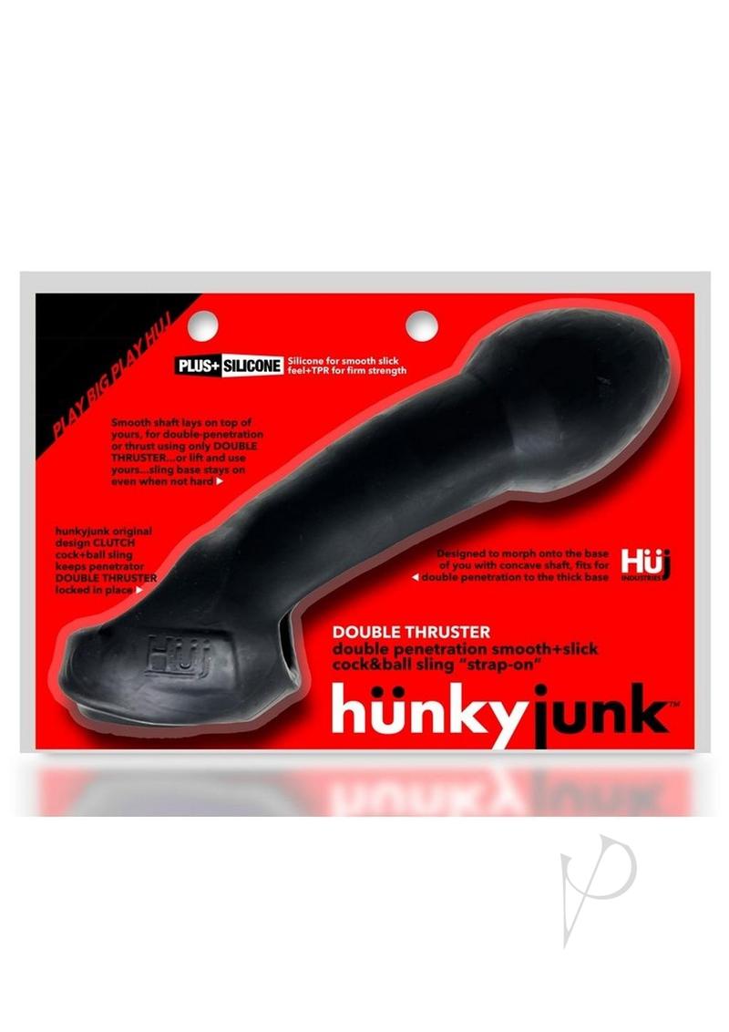 Hunkyjunk Double Thruster Textured Double Penetrator Sling - Tar Ice Black