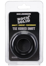 Rock Solid Ribbed Donut Silicone Cock Ring - Black