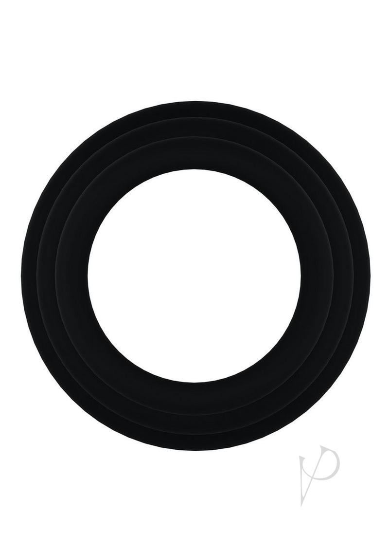 Rock Solid Tri-Pack Silicone Gasket Cock Ring - Black